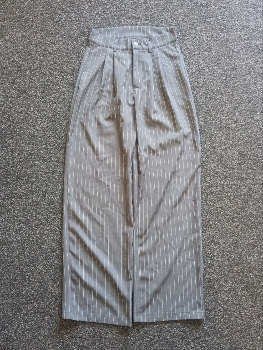 Dazy Wide Leg High Rise Gray Pinstripe Trouser Dress Pants Womens Small, Office - Picture 11 of 11